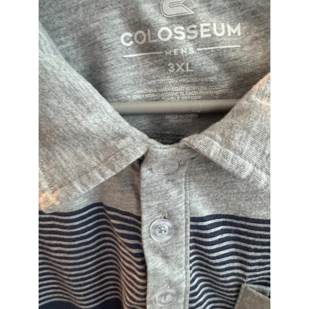 Colosseum Auburn Tigers NCAA Polo Shirt Mens 3XL Gray Striped Pocket AU Logo